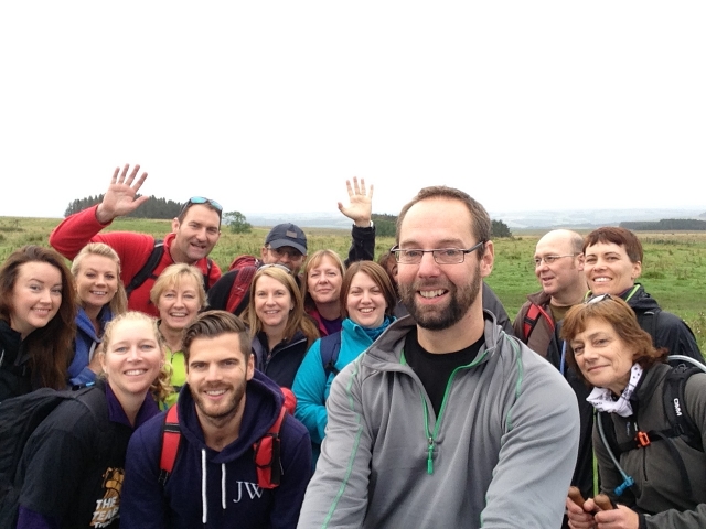 Front - left Barry Brackner from CVS and, right, Marc Verzijil, husband of Sarah Verzijil who works in HR at CVS.  They are surrounded by fellow team members.