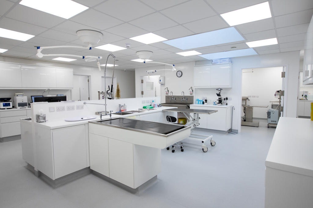 Veterinary practice prep room designed by Burtons