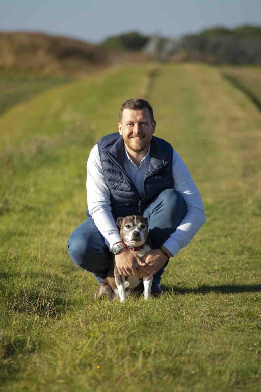 Ben Hanning and Daisy the dog - photo credit Hannah Burke