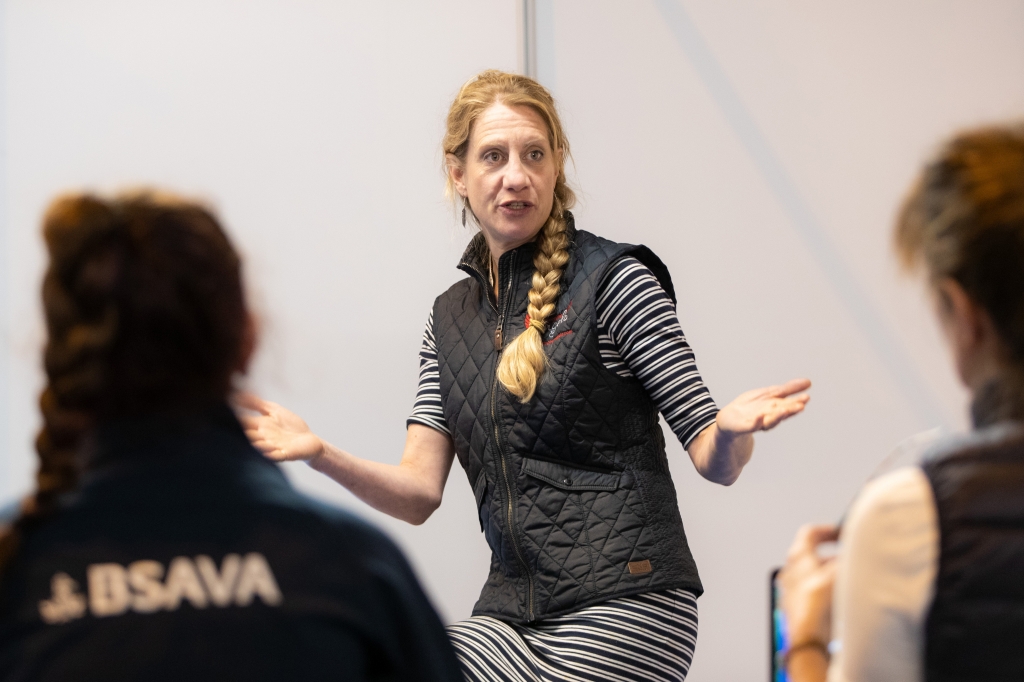 Georgie Hollis speaking about the BSAVA's Veterinary Nurse Merit Award in Wound Management at BSAVA Congress. Please credit Paul Clarke Photography