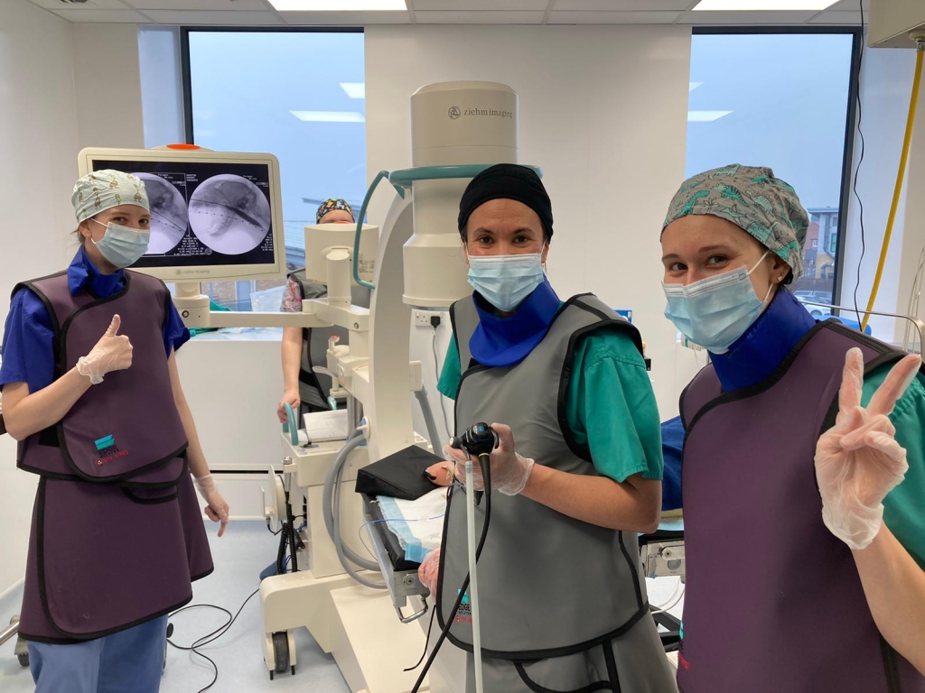 The internal medicine team at Paragon who carried out the procedure on Rupert. L-R Lizzy Conway, Andrea Holmes and Simona Borgonovi.