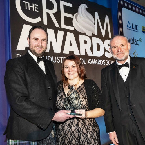 Colin collecting his award for Dairy Vet of the Year at this year's Cream Awards
