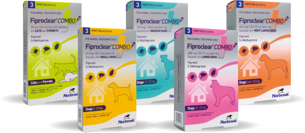 Norbrooks Fiproclear Combo is a new treatment for the control and prevention of fleas, ticks and biting lice. 