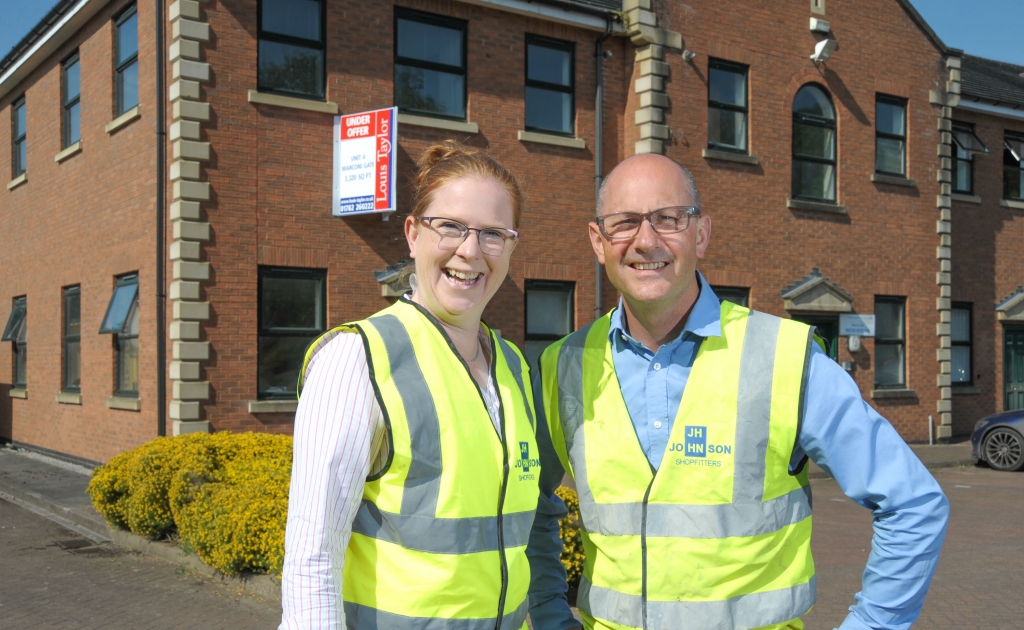 Shires Vets clinical director Jess Hulme and Linnaeus group operations manager Simon Archibald at the site of the new Stafford practice