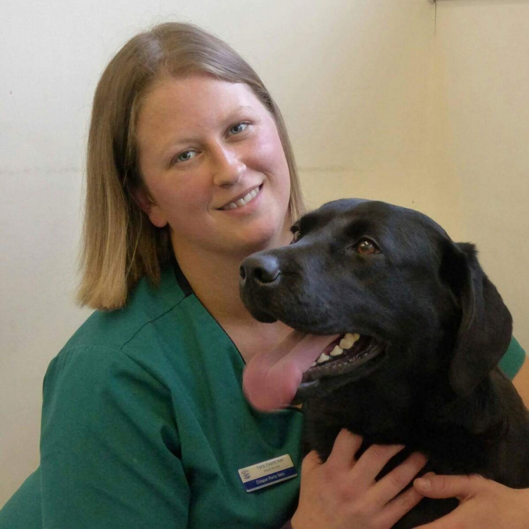 Tara Evans, RVN, Head of Sales at Vita Animal Health, pictured with her dog Mila.