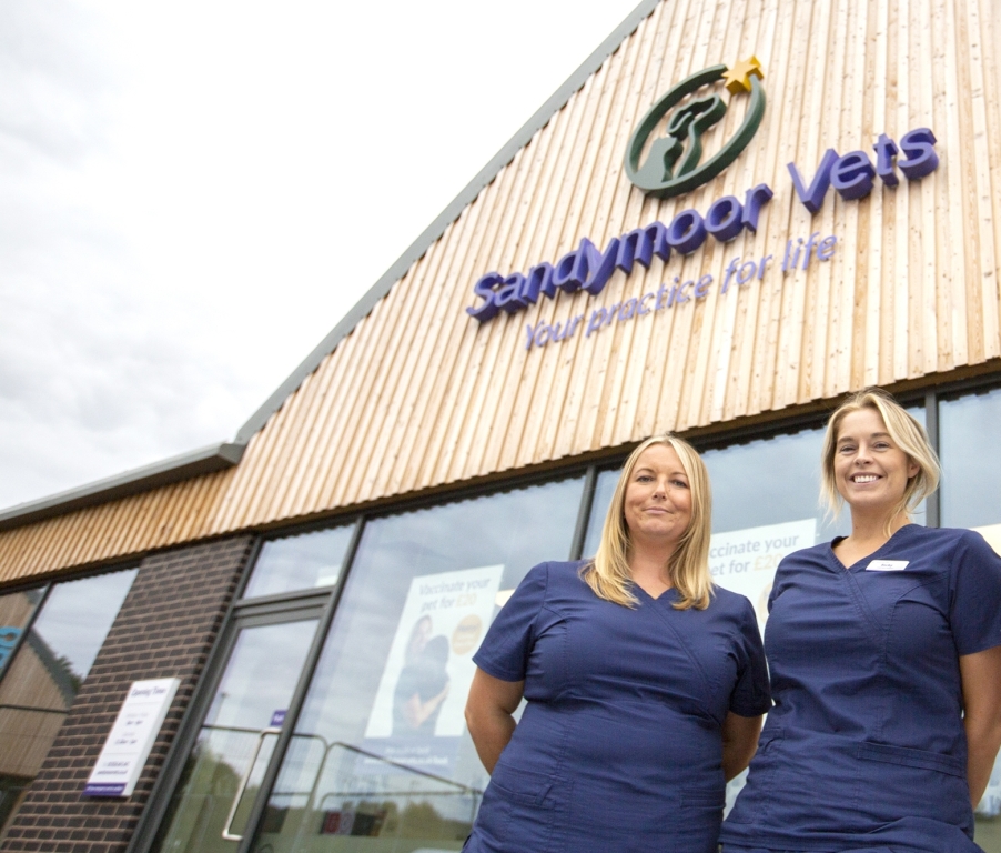 Left to right receptionist Donna Robson and veterinary surgeon Dr Becky Crossfield from Sandymoor Vets