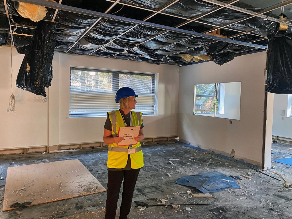 Sarah Hardy, client services team leader at Northwest Veterinary Specialists, oversees the start of building work on the £300,000 expansion.