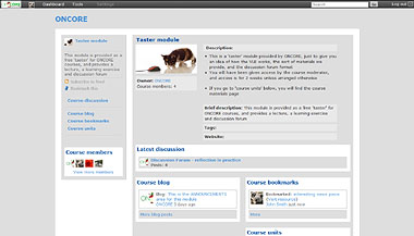 Screenshot from the taster module